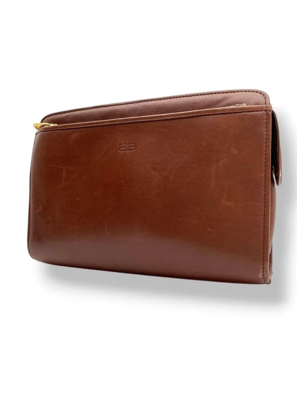 Balenciaga Clutch Leather Brown Gold Gentleman Business Ceremonial Occasions